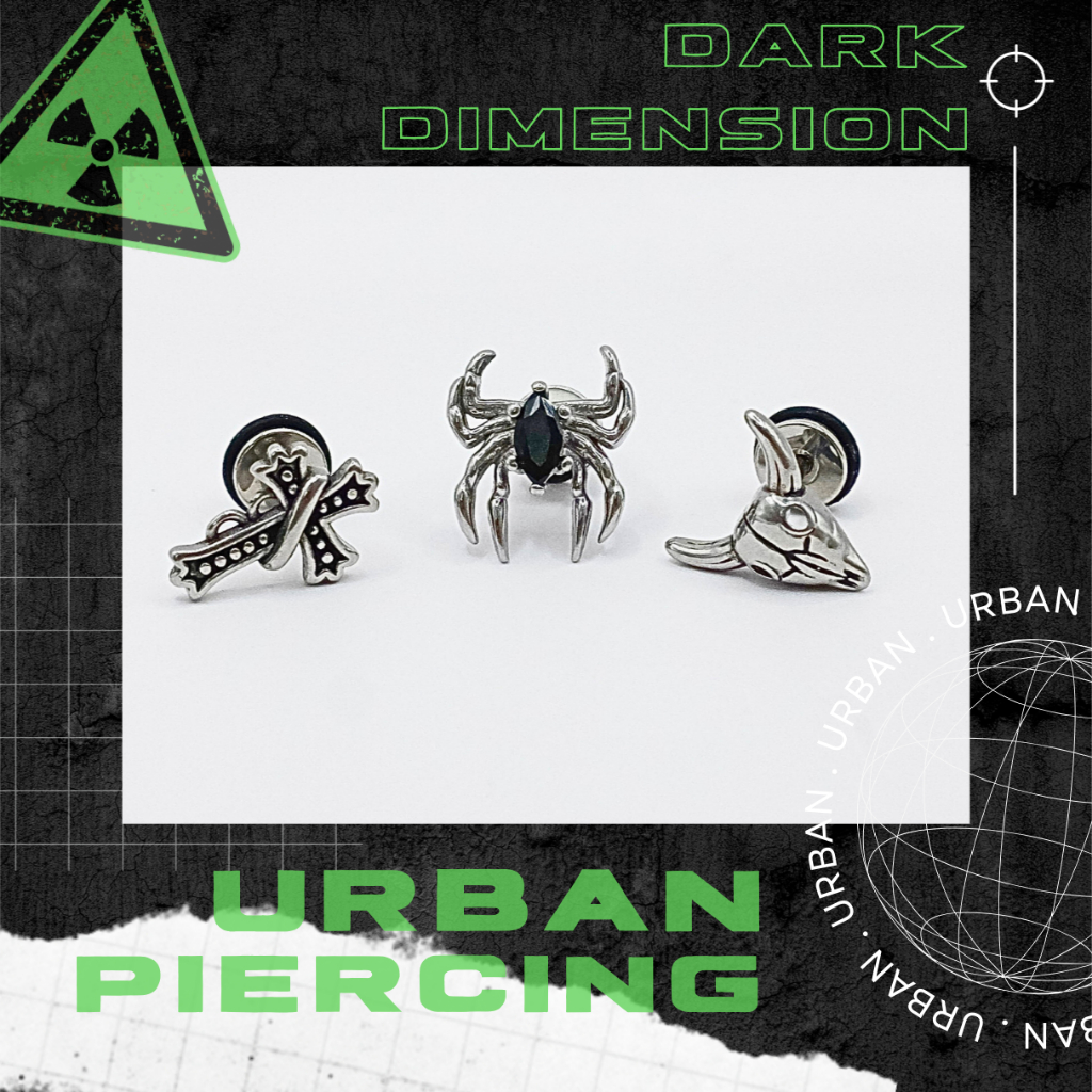 [1 Chiếc] Khuyên tai, chất liệu thép không gỉ DARK DIMENSION Không Ngứa Không Đen urban [bấm]