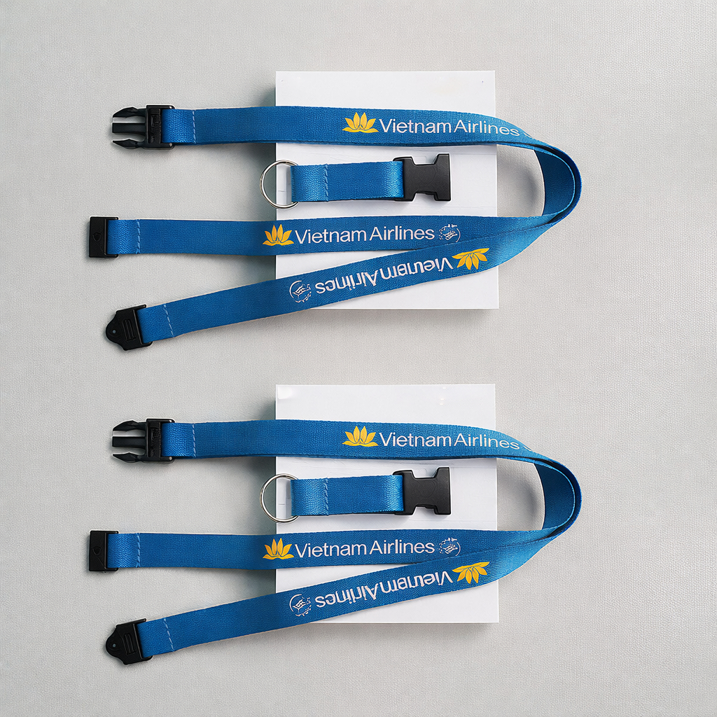 [NHẬN  IN DÂY THEO YÊU CẦU ] DÂY ĐEO THẺ Vietnam Airline BẢN 1.5 KHÓA AN TOÀN