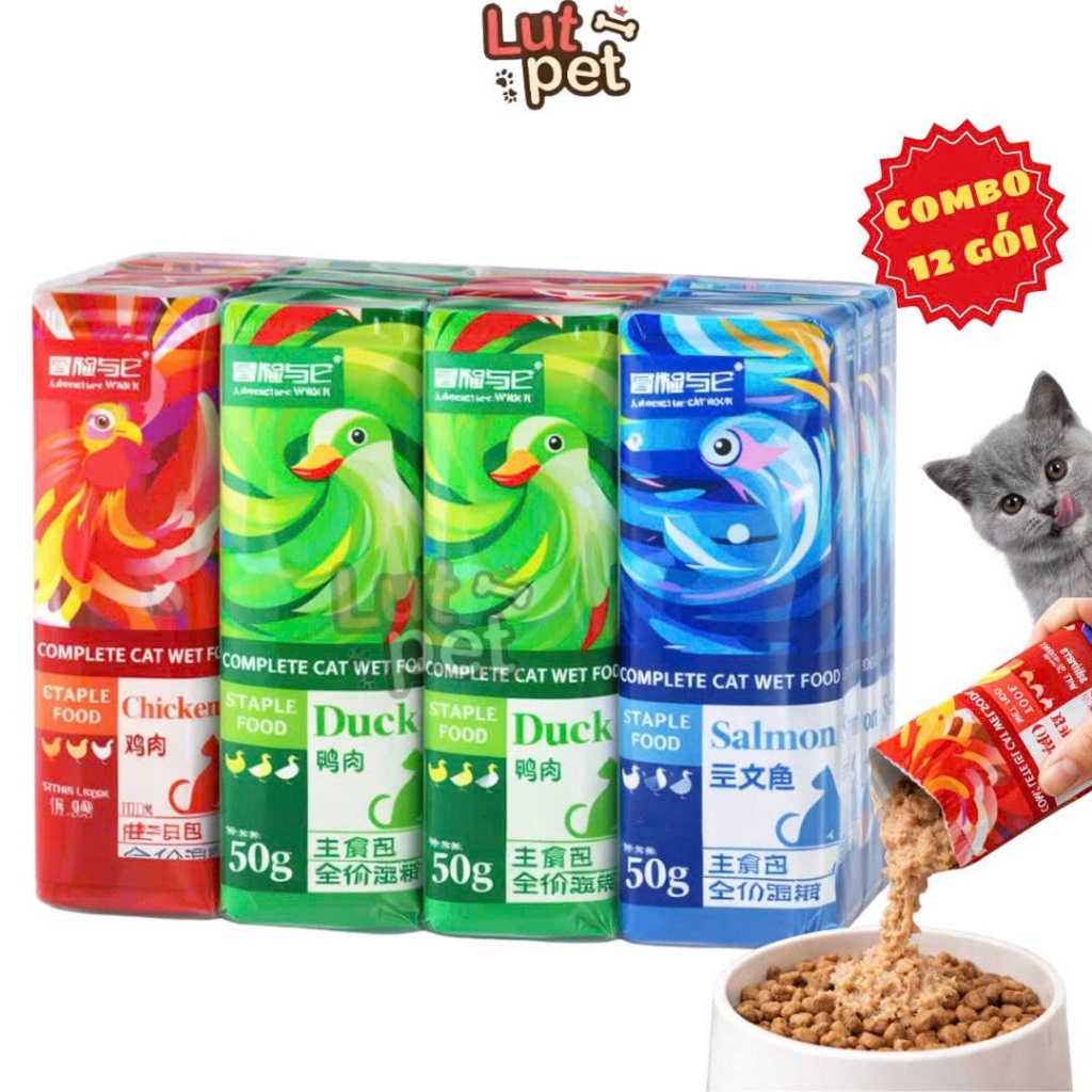 Combo 12 Gói Pate Cho Mèo Adeventure, Súp Thưởng Thức Ăn Ướt Cho Mèo – Lutpet