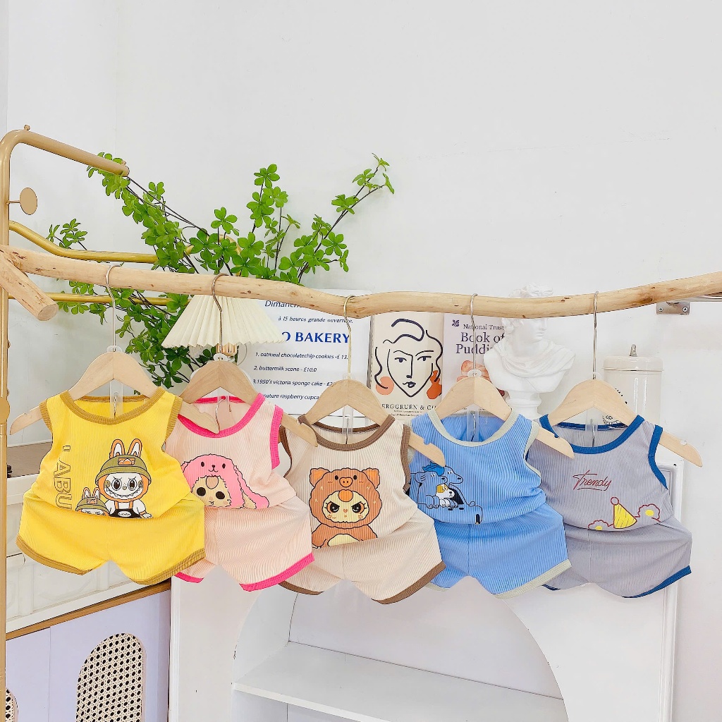 Bộ ba lỗ cho bé trai, bé gái vải thun tăm mềm mịn Basic, đồ bộ cho bé mặc hè BBL10