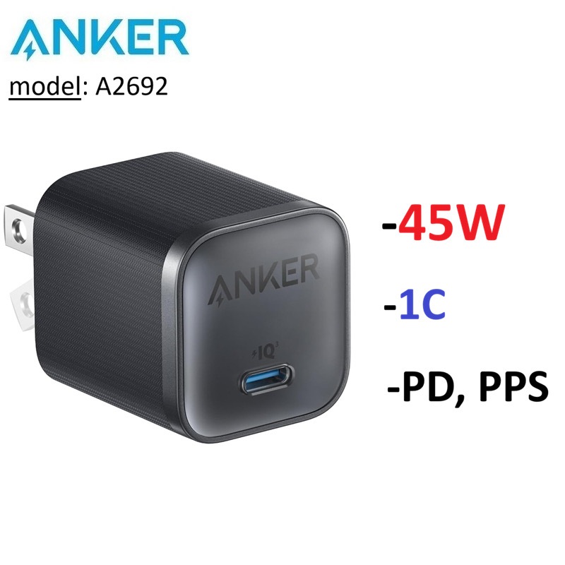 Cục sạc nhanh 45W Anker A2692 PD/PPS -Bảo Hành 12 tháng