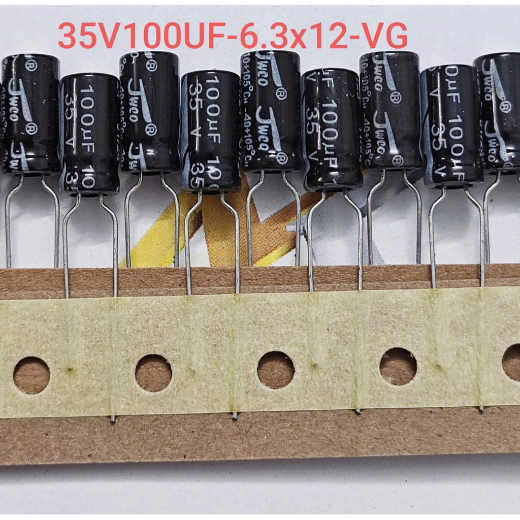 Tụ hóa 35V100UF 100UF35V 35V 100UF 6.3 x 12mm vỉ giấy chính hãng mới 100%