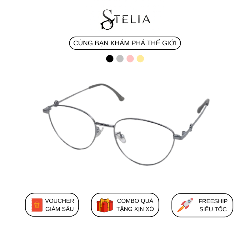 Gọng Kính Oval Stelia Eyewear CM06, Thiết Kế Tinh Tế, Thanh Lịch, Chống Ánh Sáng Xanh, Tia UV