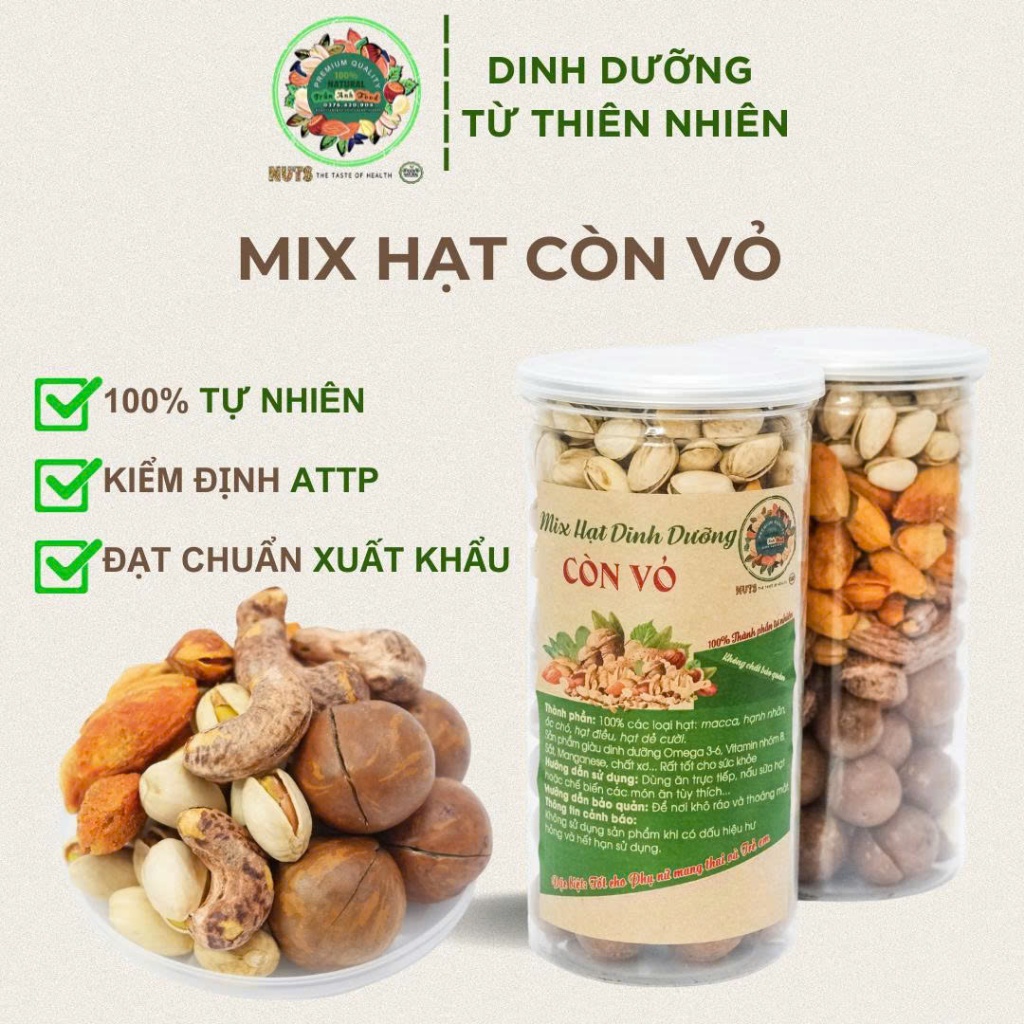 Hạt Dinh Dưỡng TA Food  - Mix 4 Loại Nguyên Vỏ Macca, Hạnh Nhân Bơ, Hạt Điều, Hạt Dẻ Cười Thơm Ngon