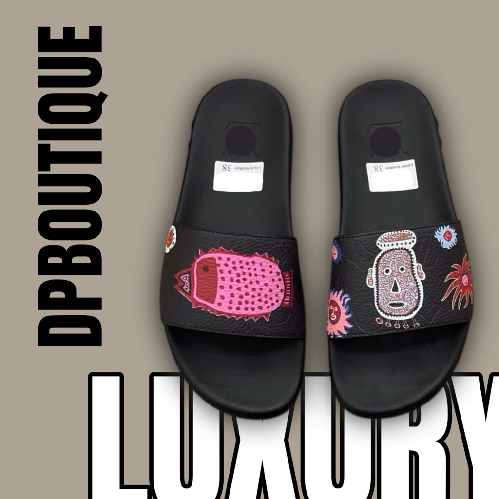 [ DPBoutique.hn 2 ] - Dép Quai Ngang Đen Nhiều Hoạ Tiết Nổi Bật - [ Full Box ]