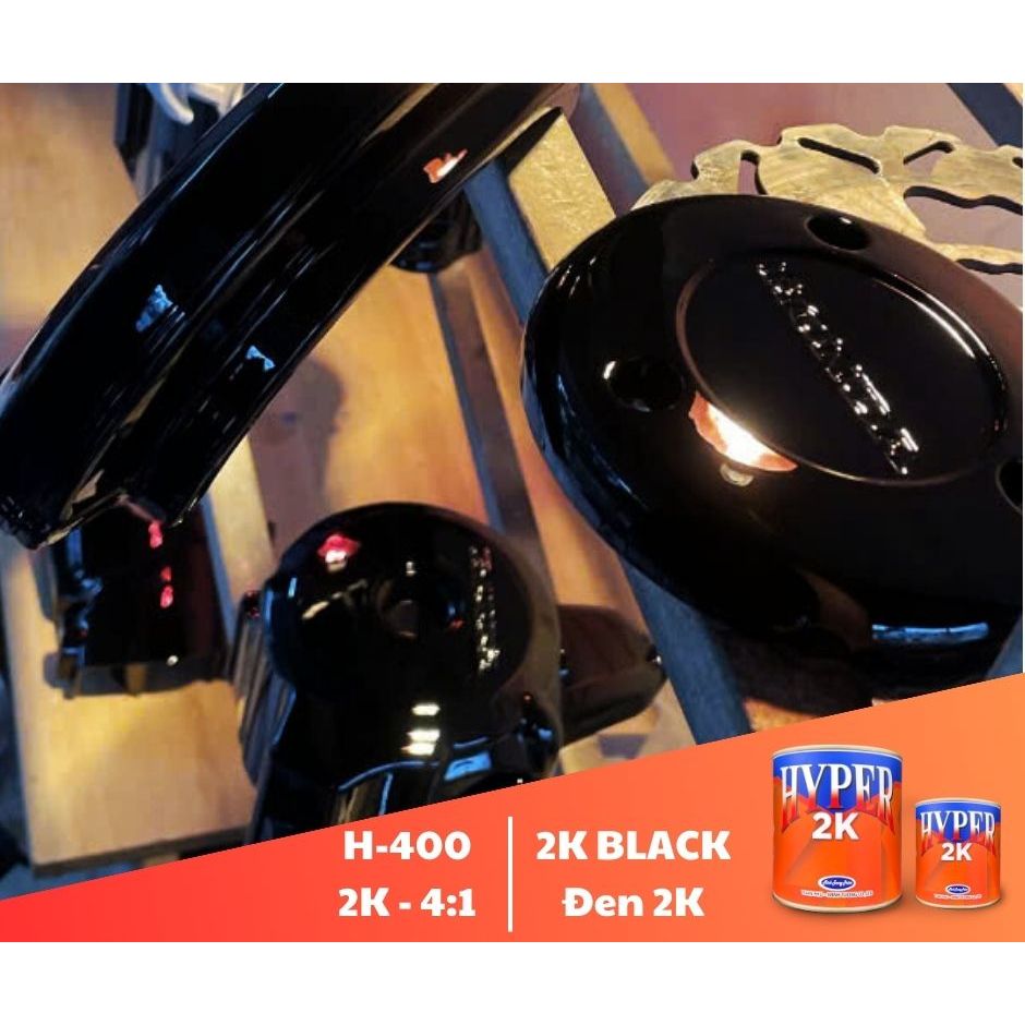 |Đen 2K| Sơn xe máy HYPER 2K Đen tự bóng - (Code: H-400-2K) - 1.25 Lít