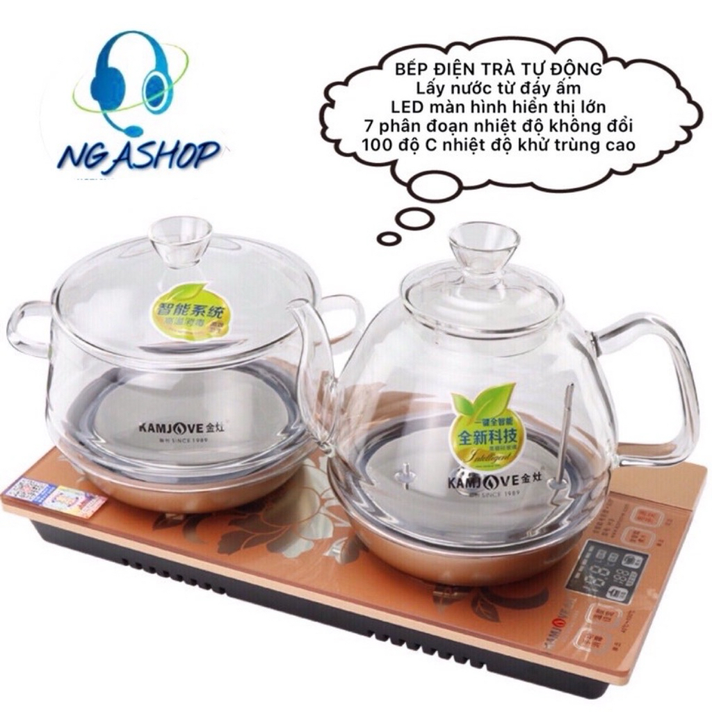 Bộ Ấm Đun Nước Pha Trà Tự Động  ,Thuỷ Tinh Chịu Nhiệt Cao Cấp Kamjove -H9 Bơm Nước Từ Đáy Ấm Dạng Đà