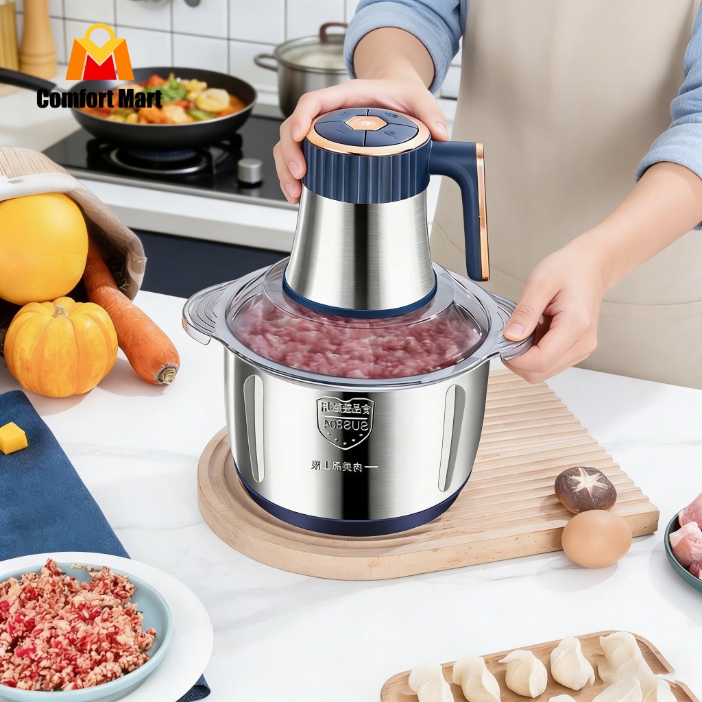 Máy xay thịt đa năng gia dụng máy thái rau củ và thịt bằng điện bằng thép không gỉ