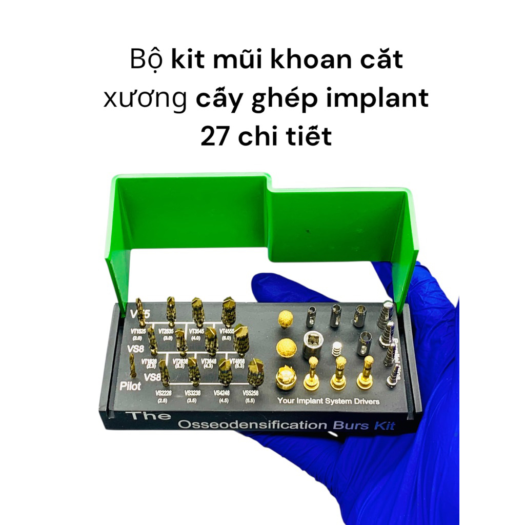 Bô kit müi khoan cät xuong cây ghép implant 27 chi tiêt