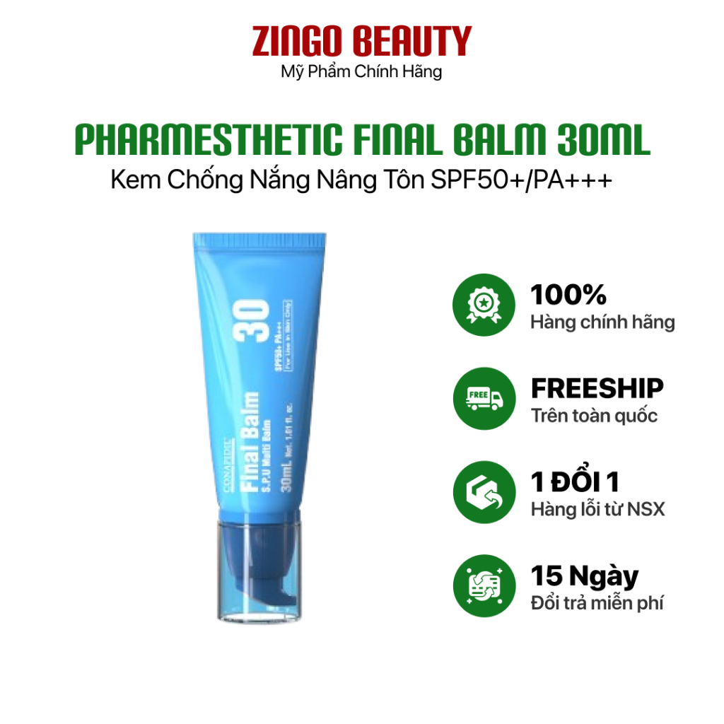 Kem Chống Nắng Nâng Tôn SPF50+/PA+++ Pharmesthetic Conapidil Final Balm 30ml | ZINGO BEAUTY