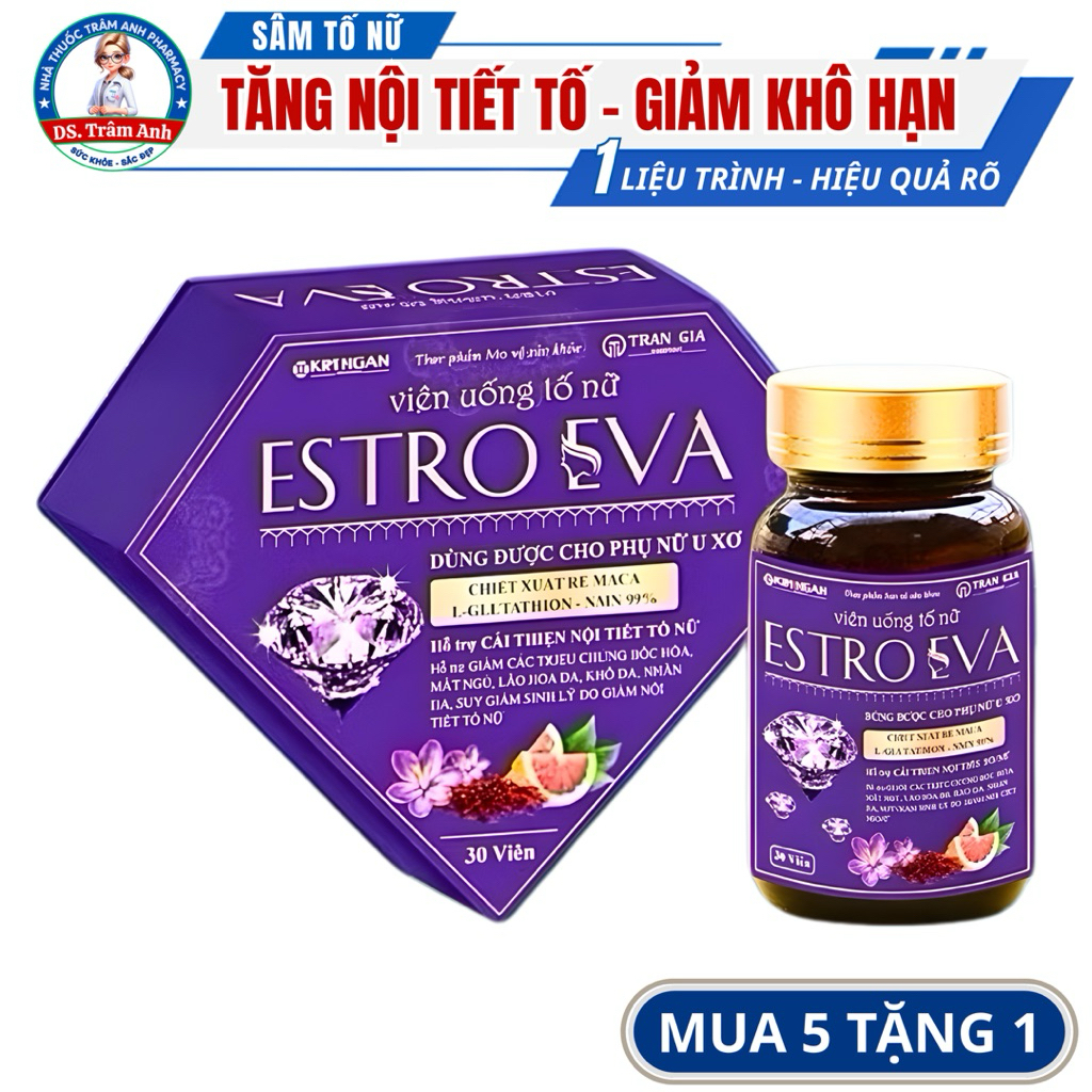 Sâm Tố Nữ Bổ Sung Nội Tiết Tố Nữ Giảm Khô Hạn Estrogen Eva (Hộp 30 viên)