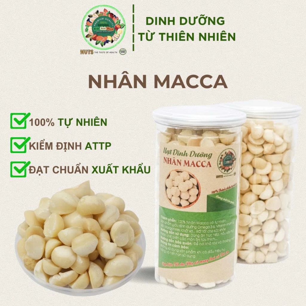 Nhân Macca Vỡ TA Food  - Nhân hạt Macca Vỡ Sấy Sạch Giàu Dinh Dưỡng Không Dầu, An Toàn Hũ 500g