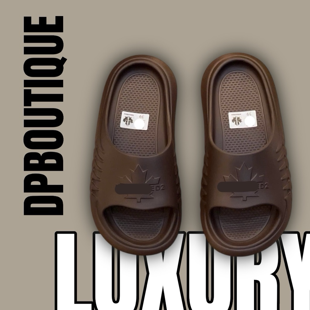 [ DPBoutique.hn 2 ] - Dép Đúc Màu Nâu Hoạ Tiết Lá Phong Cao Cấp - [ Full Box ]