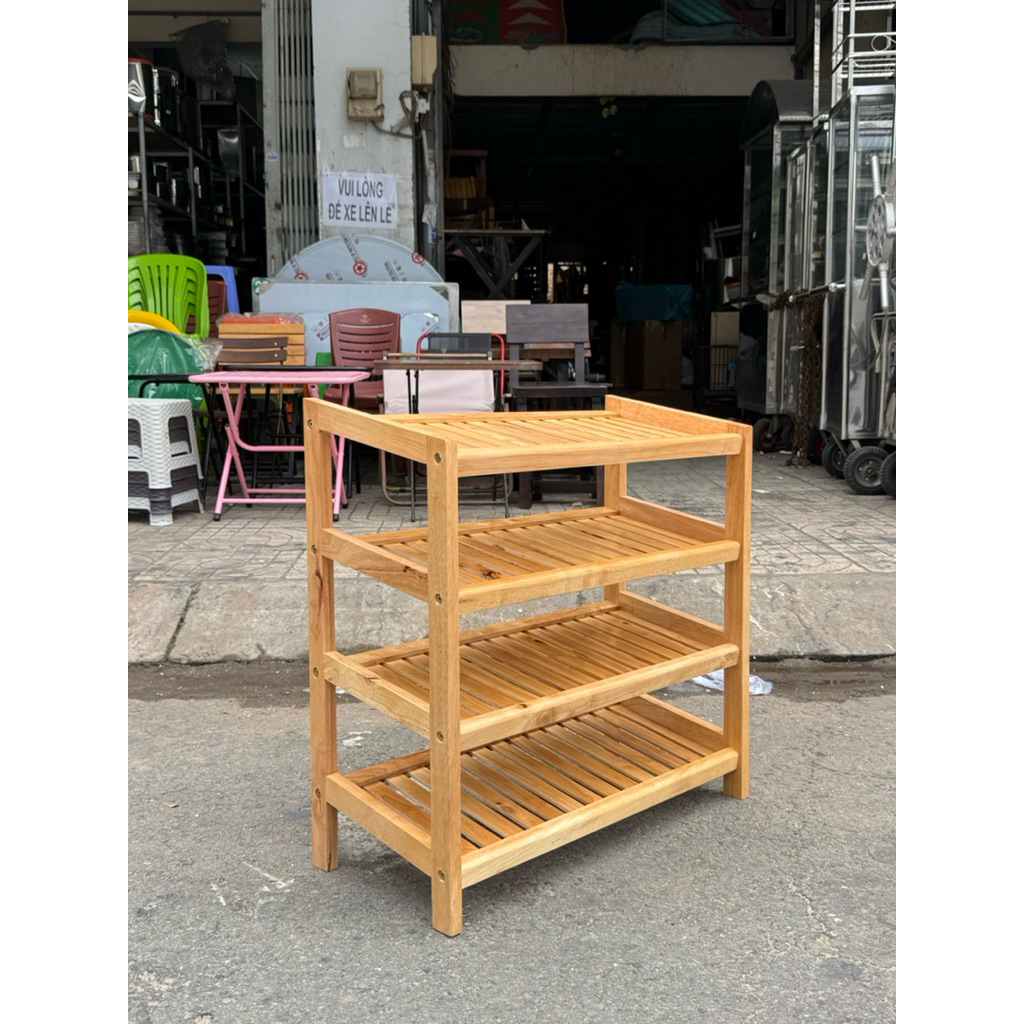 Kệ dép Gỗ 4 tầng _ gỗ cao su