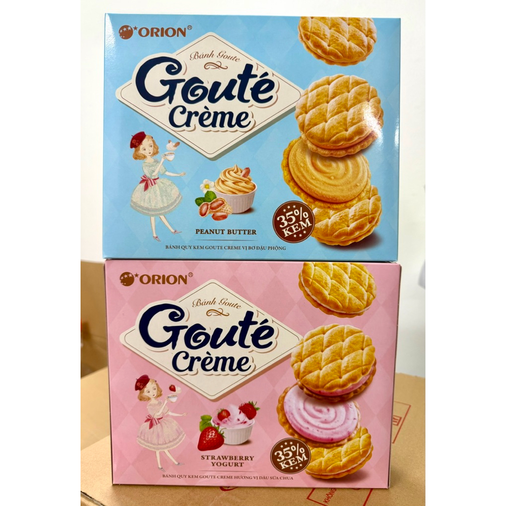 Bánh Quy Kem Gouté Crème Orion Hương Vị Dâu Sữa Chua/Bơ Đậu Phộng Hộp 320g (16gói)