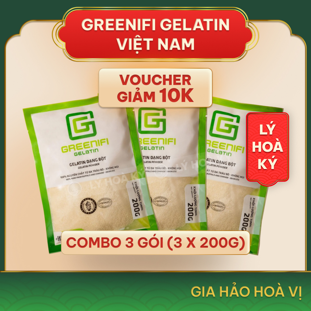 Bột Gelatin Việt Nam Greenifi Cao Cấp - Làm Khúc Bạch, Kẹo Chip Chip, Mousse, Pudding, Thạch - Shop 