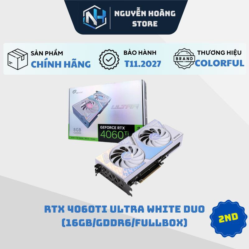 VGA card màn hình COLORFUL RTX 4060ti Ultra White DUO 16GB 2ND