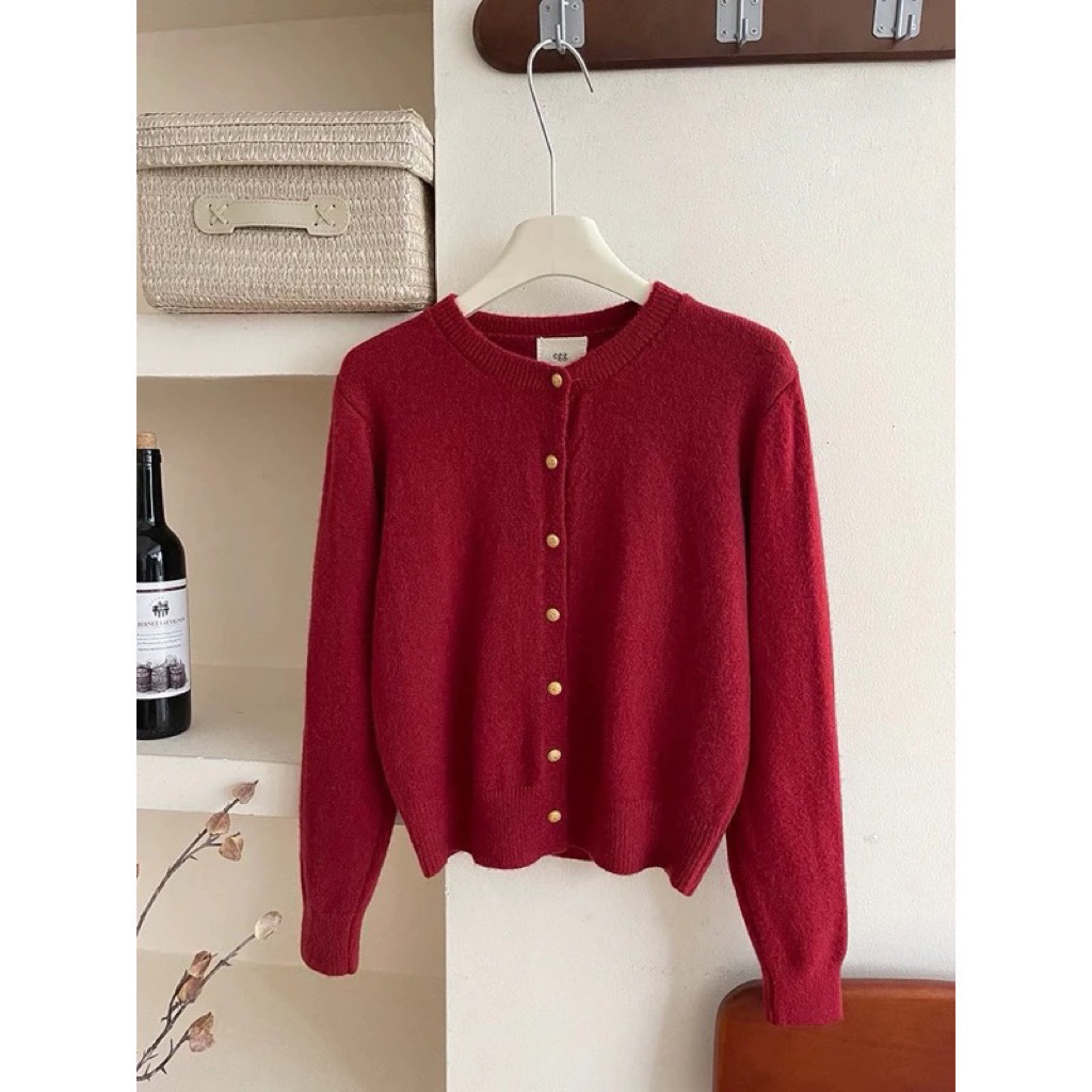 Thanh lý Áo cardigan len lông thỏ tag EGG cúc đồng basic dày dặn hàng QC loại 1