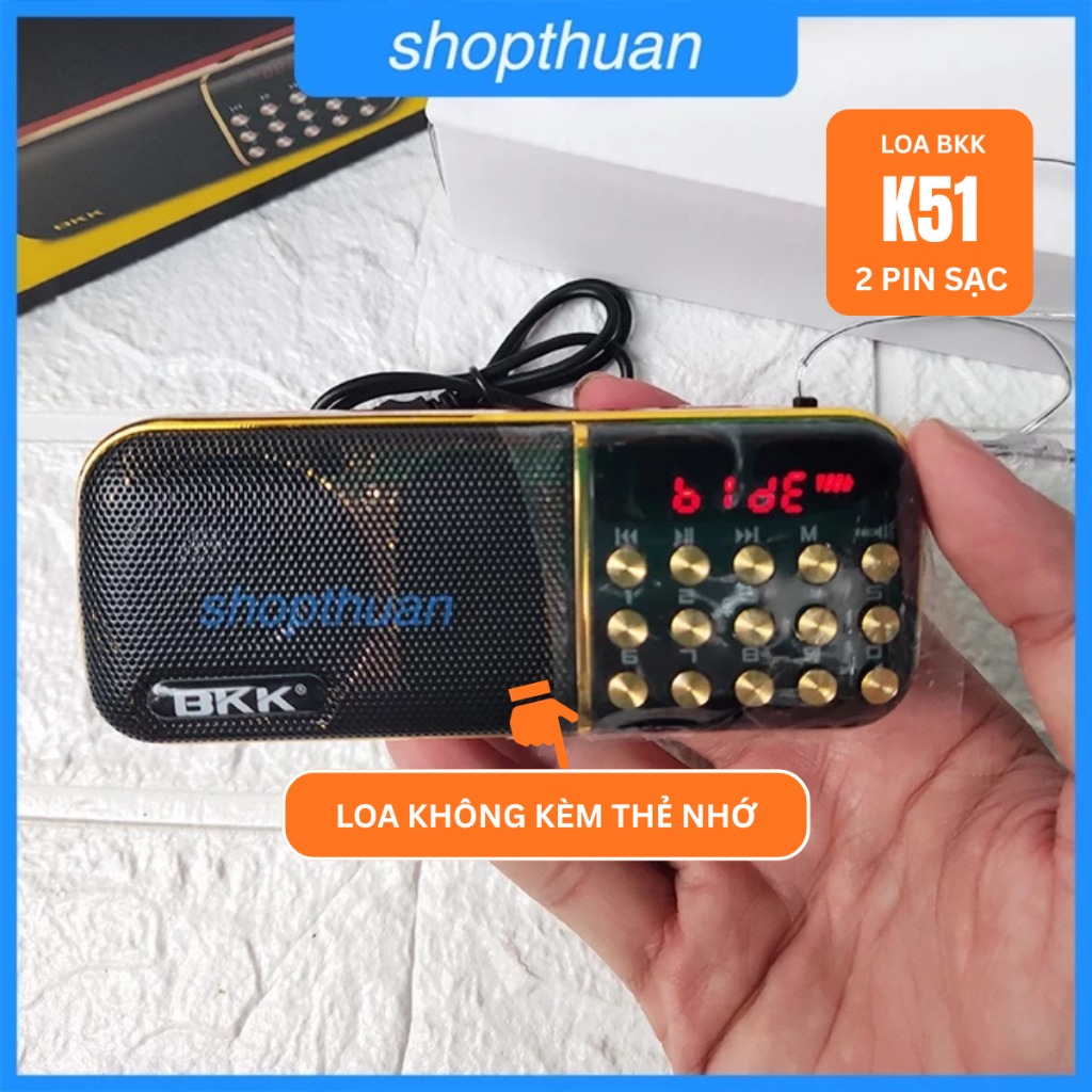 Loa BKK K51 - 2 Pin - [ Chưa có thẻ nhớ / USB ] - Có Đèn Pin, Nghe Thẻ Nhớ, USB 2.0 - Bảo Hành: 01T