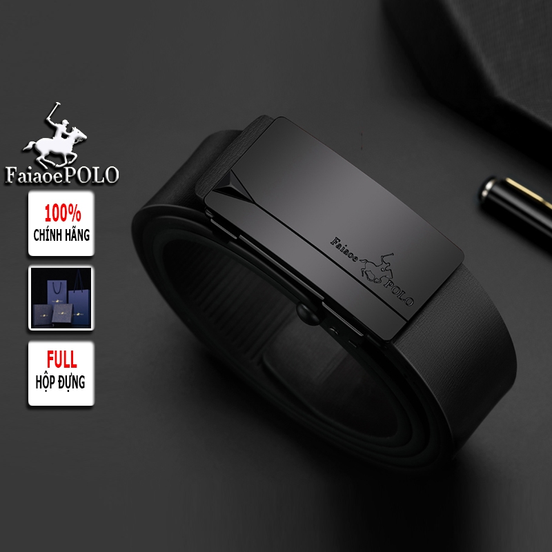 Thắt lưng nam cao cấp FaiaoePOLO chất liệu da bò Full hộp đựng + túi xách , POLO 01