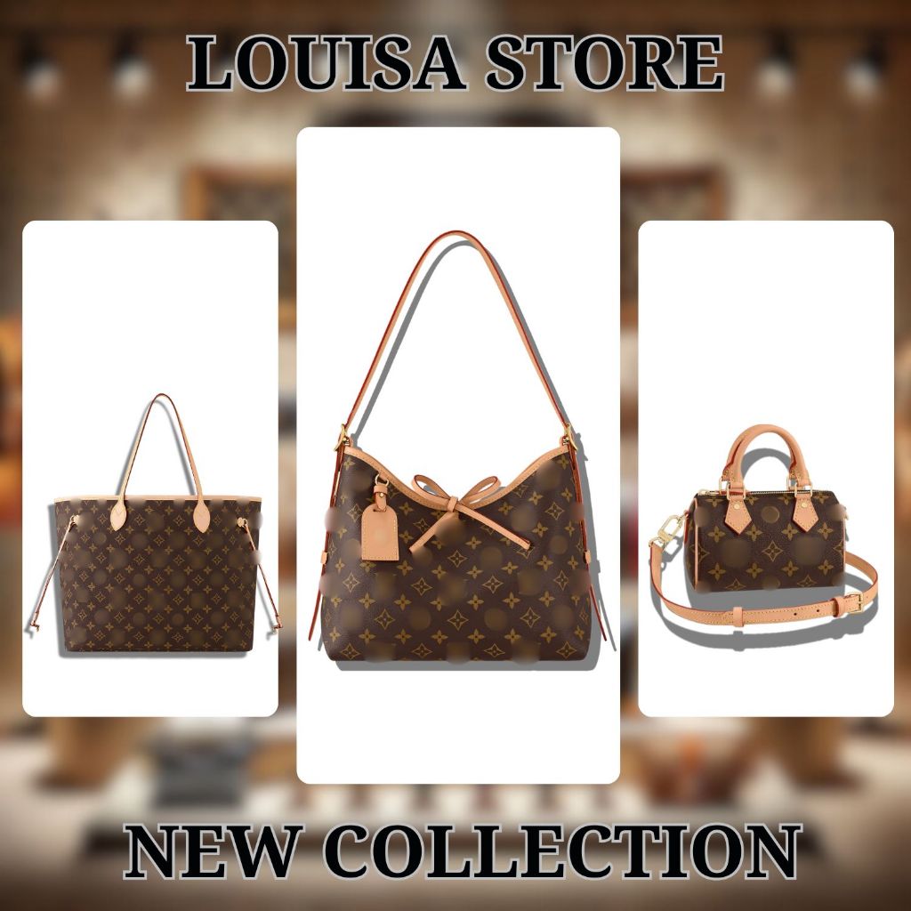 Túi xách da nữ L.V hoạ tiết cổ điển Louisa Store, kèm túi mini phụ kiện mạ vàng cao cấp