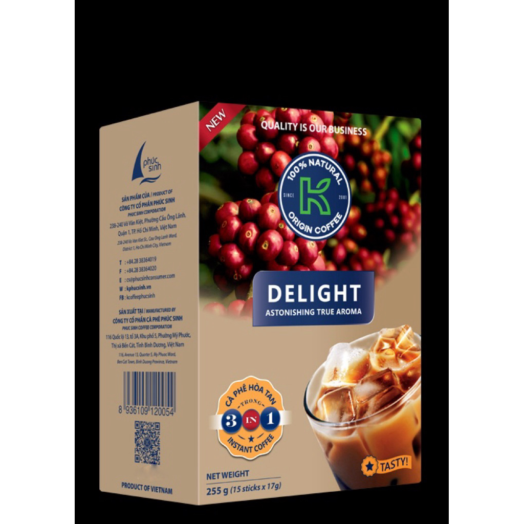 1 Thùng Cà Phê Hoà Tan K Delight 3in1 - 24 Hộp / Thùng