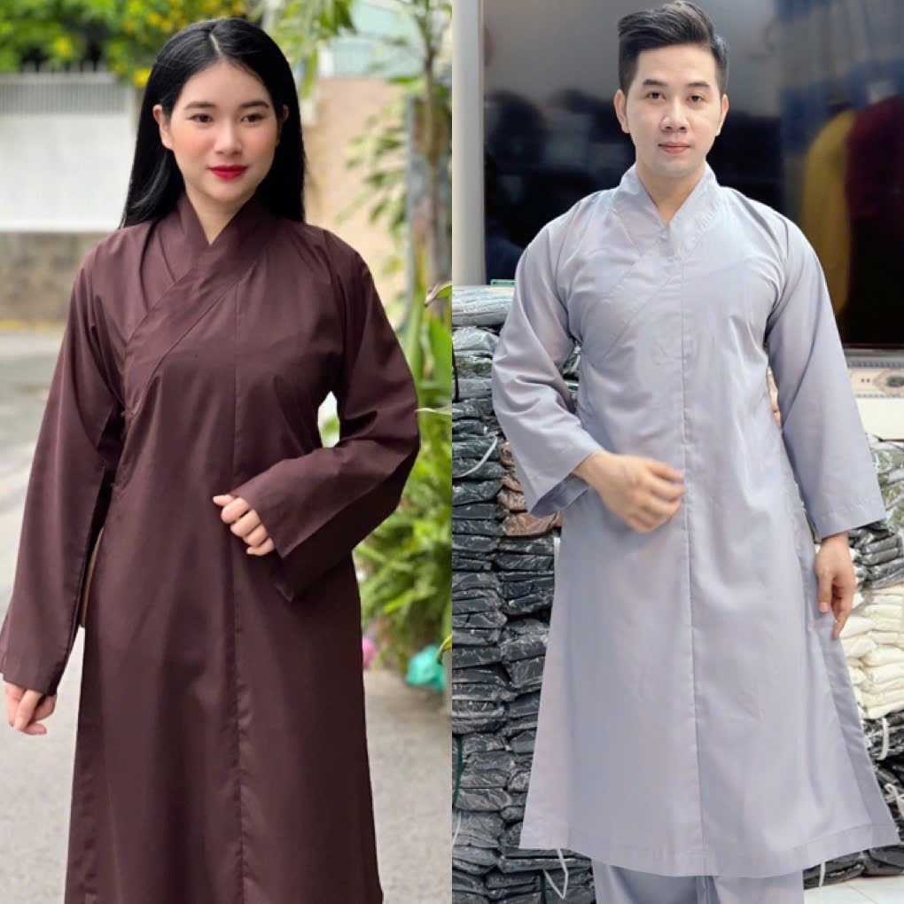 đồ lam đi chùa mẫu áo tràng phật tử nam - nữ đều mặc được vải kate mềm ( không kèm quần )