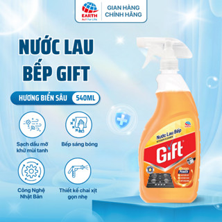 Nước Lau Bếp Gift Làm Sạch Dầu Mỡ, Khử Mùi Tanh – Hương Cam Thơm Mát, Chai 540ml