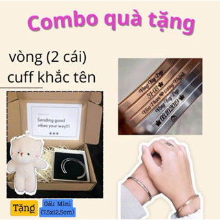 [MUA 2 TẶNG COMBO HỘP] Cặp vòng tay CUFF khắc tên theo yêu cầu không rỉ không đen Phụ Kiện Titan