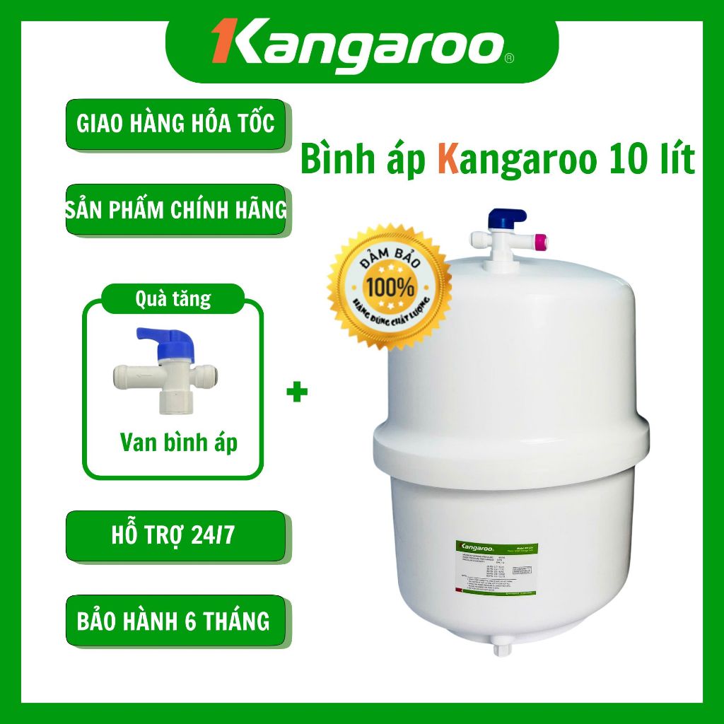 Bình Áp Nhựa 4.0G Kangaroo - Kèm van bình áp - Mã KG10A3, KG100HA KG10G KG88A KG07G4 KG3500VTU
