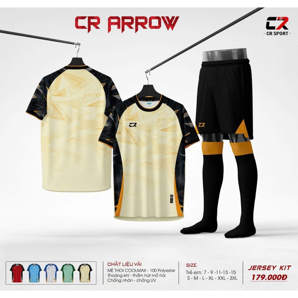 ĐỒ BÓNG ĐÁ CR ARROW - CR SPORT - ĐỒ BÓNG ĐÁ THOÁNG MÁT, THẤM HÚT MỒ HÔI TỐT