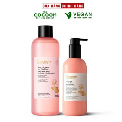 Combo Nước tẩy trang sen Hậu Giang Cocoon 500ml + Sữa rửa mặt sen Hậu Giang Cocoon 310ml