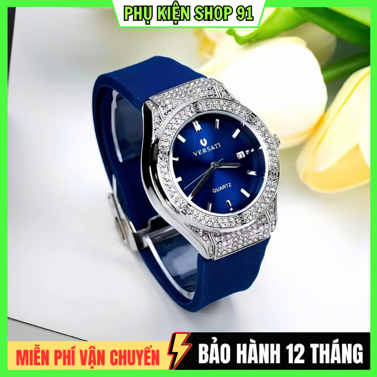 Đồng Hồ Thời Trang Nam Nữ Versati Kháng Nước Tốt , Đồng Hồ HB Đính Đá Nam Kiểu Dáng Cực Đẹp , (Bảo H