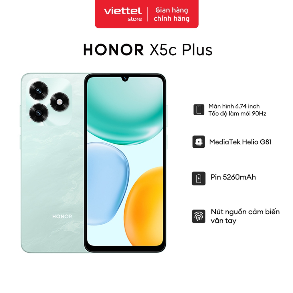 Điện Thoại Di Động Honor X5c Plus Chính hãng | Pin 5260mAh | Media Tek Helio G81 | Màn hình 6.74 inch | NFC | BigBuy360 - bigbuy360.vn