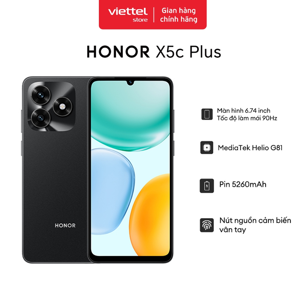 Điện Thoại Di Động Honor X5c Plus Chính hãng | Pin 5260mAh | Media Tek Helio G81 | Màn hình 6.74 inch | NFC | BigBuy360 - bigbuy360.vn