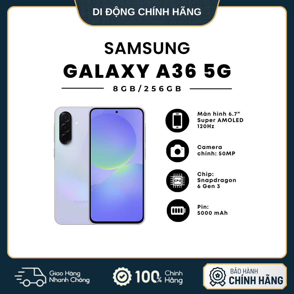 Điện thoại Samsung Galaxy A36 5G 8GB/256GB - Hàng Chính Hãng
