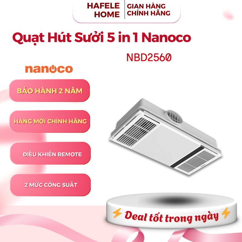 Quạt Hút Sưởi Có Remote Nanoco NBD2560 – Sưởi PTC 2400W - 5 Chức Năng - Tạo Không Gian Thoải Mái –EH