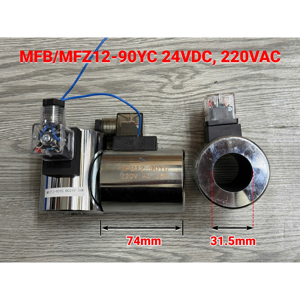 MFB12-90YC Coil điện MFB12-90YC 220VAC (lỗ 31.5x74mm) cuộn điện van thủy lực