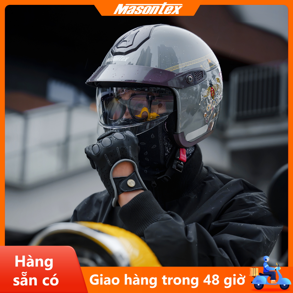 Mũ Bảo Hiểm Masontex Phản Quang Đỏ – Lót Tháo Rời, An Toàn & Thời Trang Cho Xe Điện