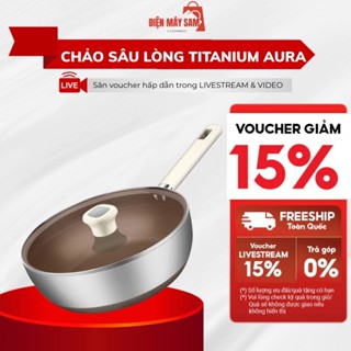 Chảo inox Titanium Aura HTA824 Haatz inox 316 chống dính tự thân, bền bỉ dùng cho mọi loại bếp