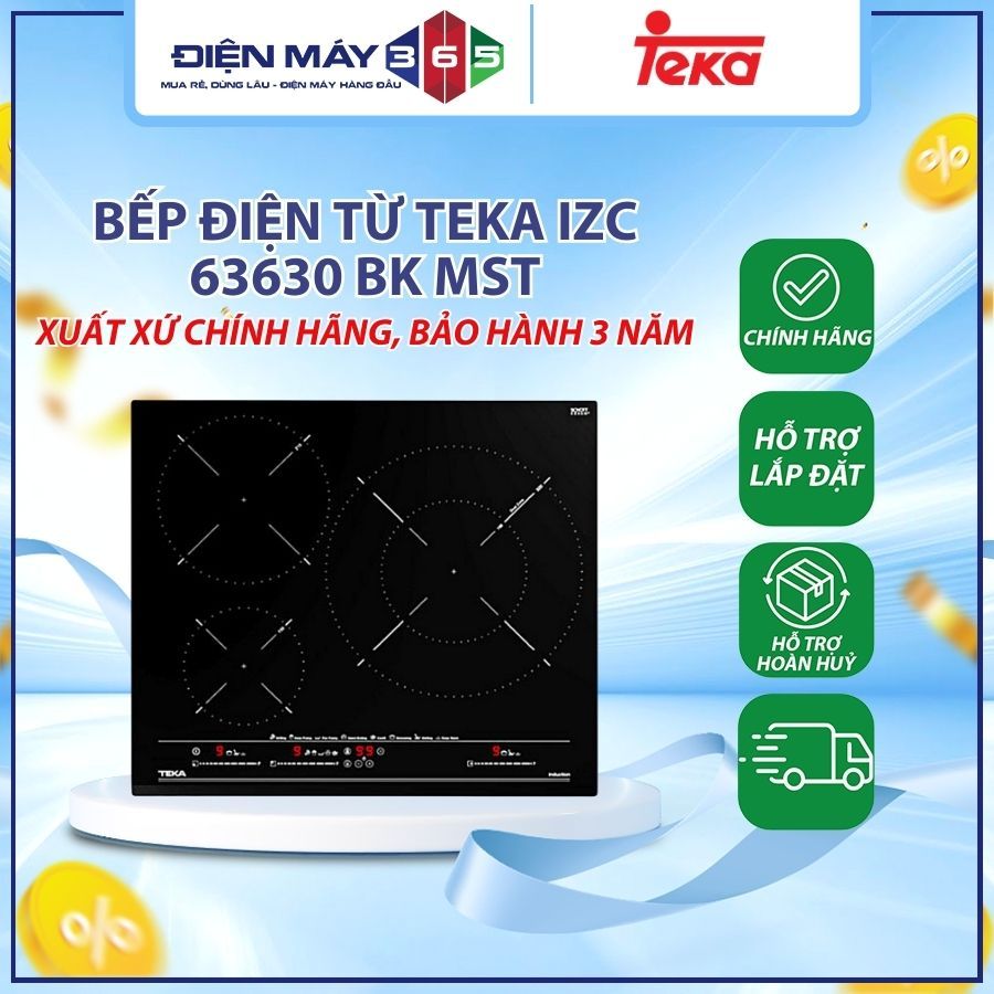 Bếp Từ Teka IZC 63630 BK MST - Bếp từ âm 3 vùng nấu, màu đen, kích thước 600x510mm