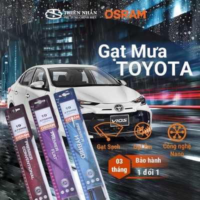 Cặp gạt mưa cho xe TOYOTA, chính hãng OSRAM thương hiệu Đức, có lớp phủ NANO
