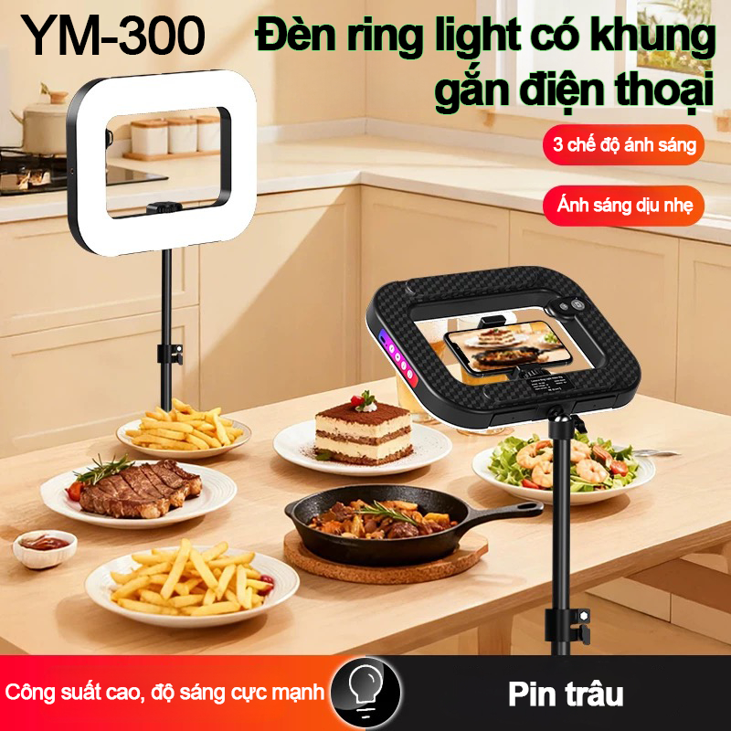 YM300Tặng kèm bấm mềm Bluetooth.Đèn ring light cầm tay,Đèn chụp ảnh/quay phim di động,ring light cag