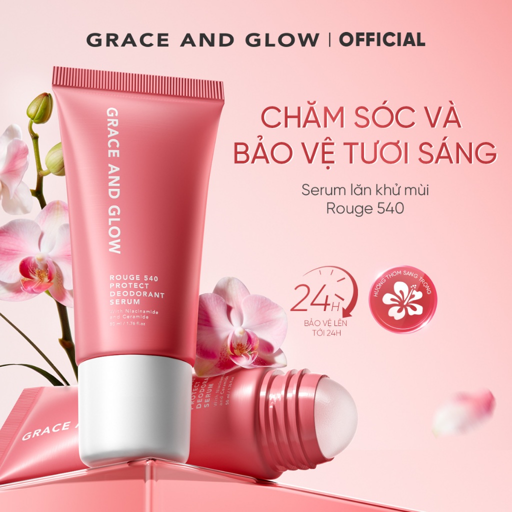 Lăn khử mùi Grace and Glow Rouge 540 Protect Deodorant Serum sáng da dịu da với Niacinamide và Ceram