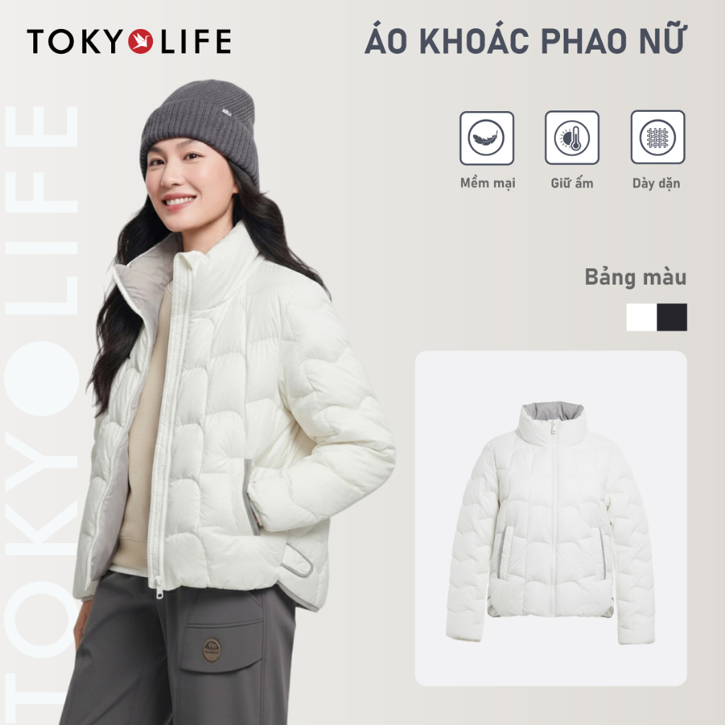 Áo khoác phao nữ TOKYOLIFE nhẹ, dày dặn, cổ cao kín gió giữ ấm tuyệt đối 40005184