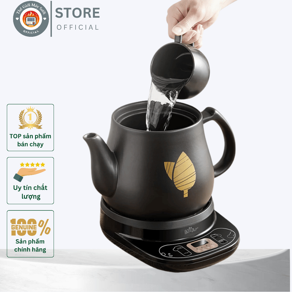 Ấm Sắc Thuốc Điện Bear 4L HTM-4H40X Gốm Sứ Cao Cấp, Giữ Trọn Dược Tính Có Tiếng Việt