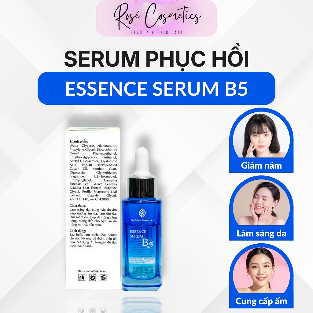 Serum Phục Hồi Essence Serum B5 Cấp Ẩm Làm Sáng Da Niacinamide HA