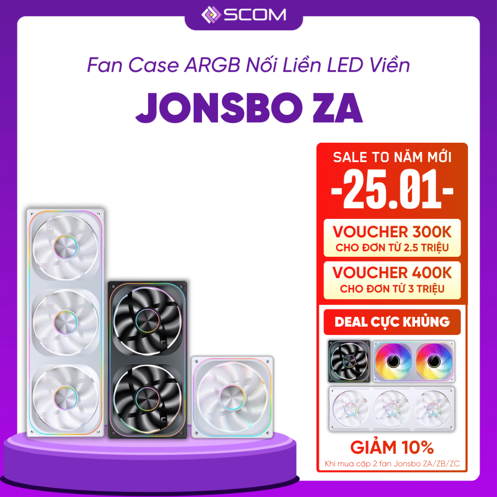 Quạt Tản Nhiệt Fan PC Jonsbo ZA-120 ZA-240 ZA-360 Nối Liền 120 240 360 LED ARGB Sync Main Sync Hub