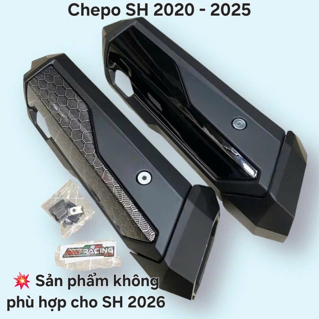 (Hình thật, video thật) Che Bô Bảo vệ nhiệt cho xe sh , ốp pô che pô SH 2020-2024 kiểu Carbon và Đen