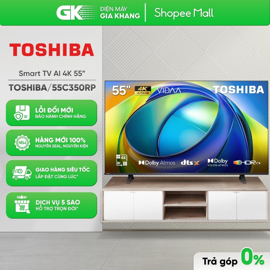 Smart Tivi Toshiba AI 4K 55 Inch 55C350RP | 43 Inch 43C350RP [Toàn Quốc]